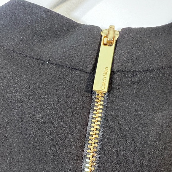 Calvin Klein Black Neck Tie Shift Dress with Gokd zipper detail, sz 12 - Picture 3 of 5